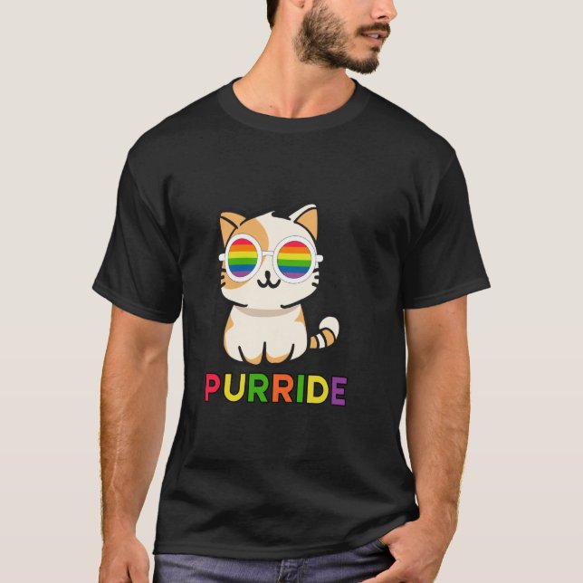 Camiseta Purride ,Arcoíris y Gatos (Anverso)