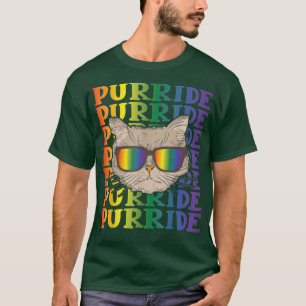Camiseta Purride Cat Gafas de sol LGBT Gato del Orgullo Gay