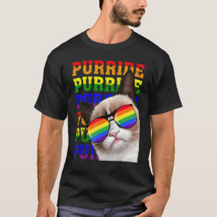 Camiseta Purride Cat Lgbt Gafas de Sol Arcoiris Gay Prid
