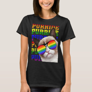 Camiseta Purride Cat Lgbt Gafas de Sol Arcoiris Gay Prid