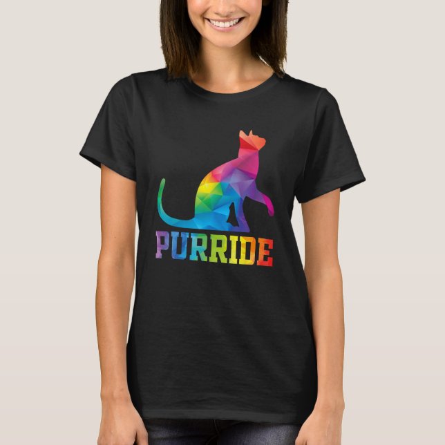 Camiseta Purride Cat  Pride Month Gay Rights Rainbow Cat (Anverso)