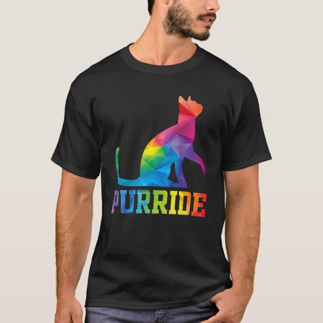 Camiseta Purride Cat  Pride Month Gay Rights Rainbow Cat (Anverso)