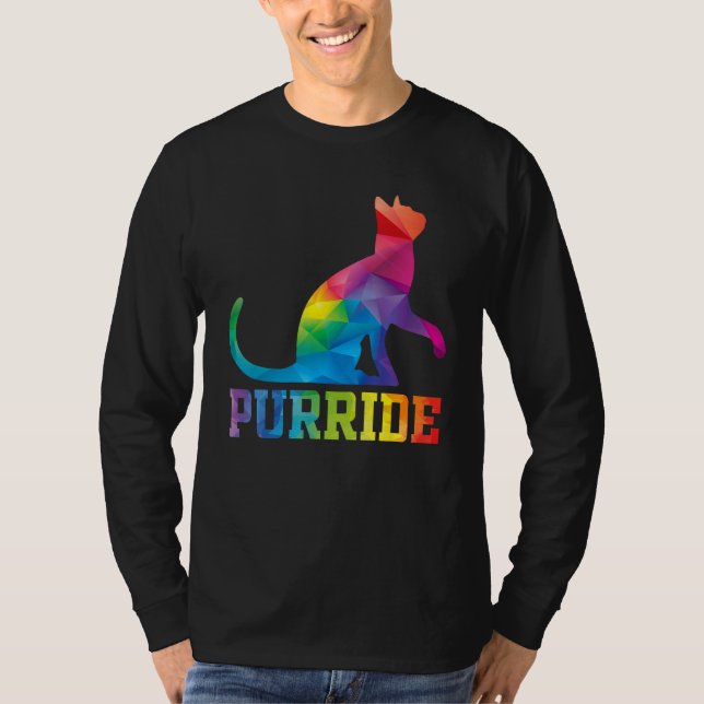 Camiseta Purride Cat  Pride Month Gay Rights Rainbow Cat (Anverso)