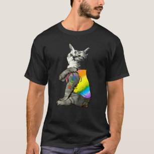 Camiseta Purride Cat Primen Mes Gay Rights Rainbow Cat Fl
