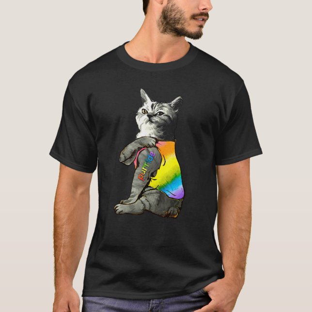 Camiseta Purride Cat Primen Mes Gay Rights Rainbow Cat Fl (Anverso)