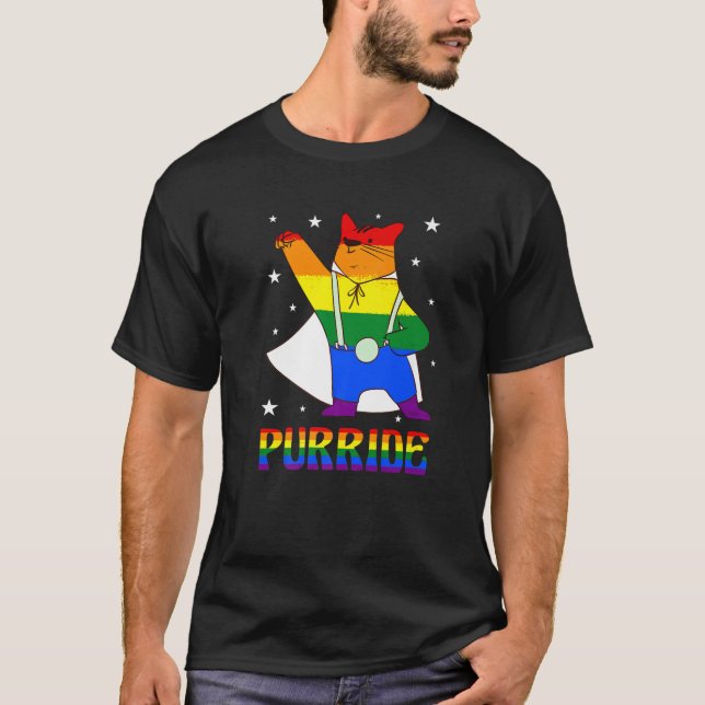 Camiseta Purride Dabbing Cat Meow Gay Primen Igualdad de gé (Anverso)