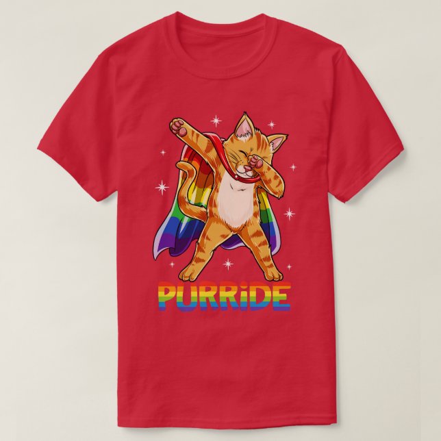 Camiseta Purride Dabbing Cat Orgullo gay LGBT para hombres  (Diseño del anverso)