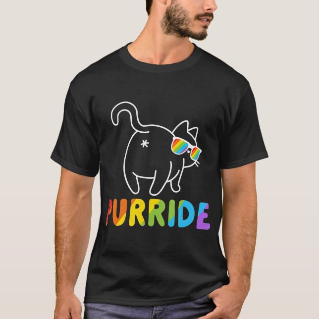Camiseta Purride Funny Cat Gay LGB Primeros Hombres (Anverso)