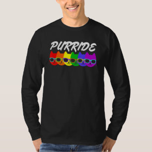Camiseta Purride Gay Prige Gato con bandera arcoiris usando