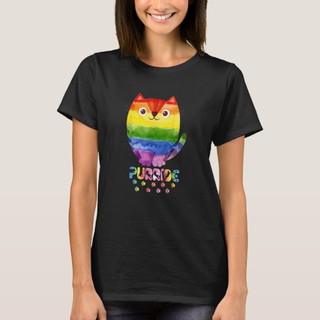 Camiseta Purride Paw Cat Lgbt Cat Gay Primo Lgbt Arcoiris (Anverso)
