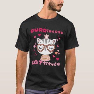 Camiseta Purrincess Cattitude Gato Gatito Princesa Actitud
