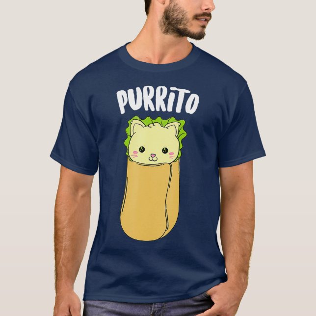 Camiseta Purrito   Kawaii Cat Rolled Burrito Addicts Gag (Anverso)