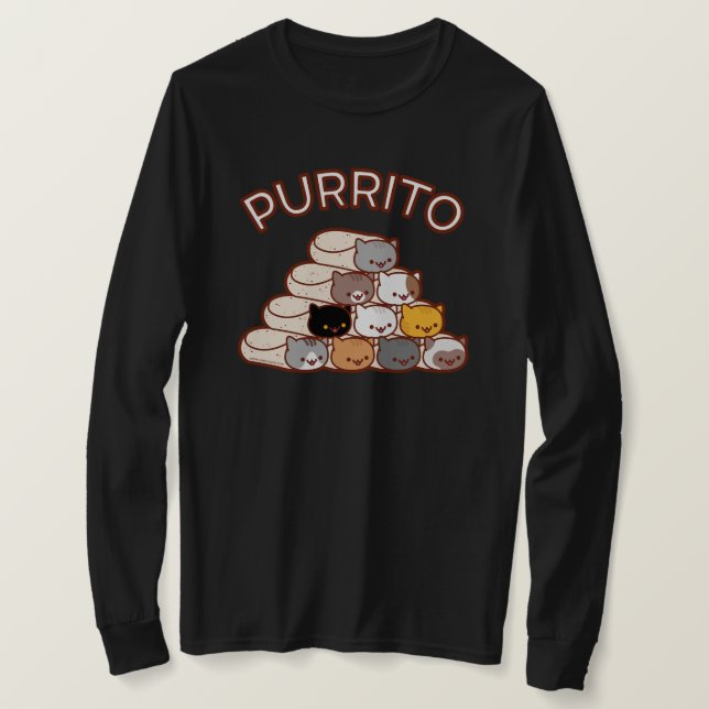 Camiseta PURRITO PIRÁMID Gato Burrito de manga larga T-SHIR (Anverso del diseño)
