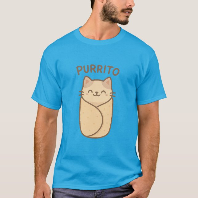Camiseta Purrito Shirt – Cute Cat Burrito Funny Pun T-Shirt (Anverso)