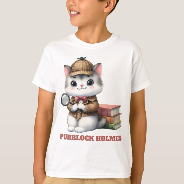 Camiseta Purrlock Holmes Kitten Detective (Anverso)