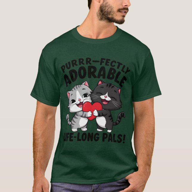 Camiseta purrr fectamente adorable vida larga amigos mejor  (Anverso)