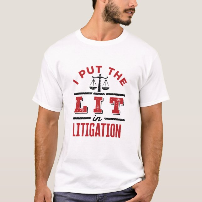 Camiseta Puse la luz en juicio del litigante de litigante (Anverso)