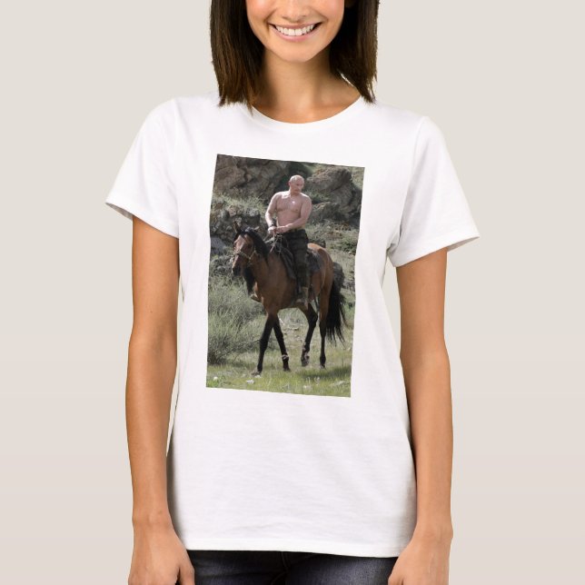 Camiseta Putin descamisado monta un caballo (Anverso)