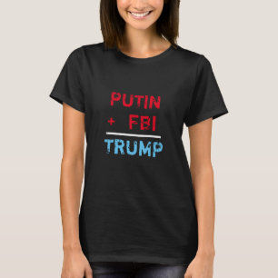 Camiseta "Putin + FBI = triunfo" en rojo, blanco y azul