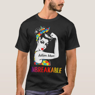 Camiseta Puzzle Bandana Autism Mom Unbreakable Awareness Da