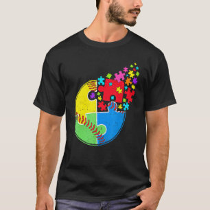 Camiseta Puzzle Béisbol Apoya la Conciencia del Autismo Hom