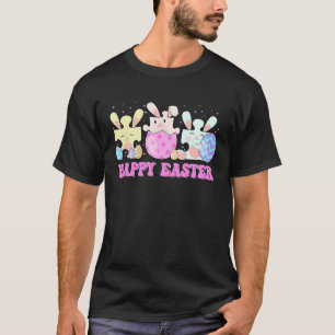 Camiseta Puzzle Bunny Eggs Autism Awareness Happy Easter Da