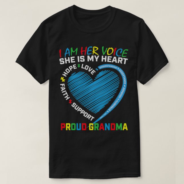 Camiseta Puzzle Grandma I Wear Blue Granddaughter Autism Aw (Diseño del anverso)