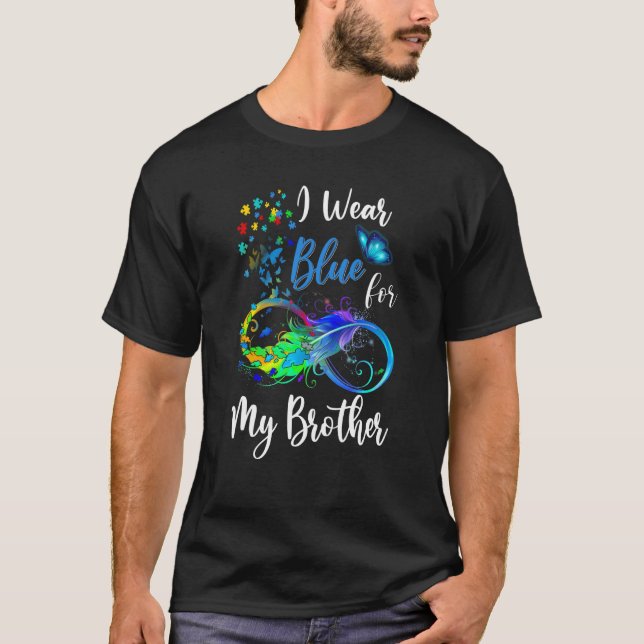 Camiseta Puzzle I Wear Blue For My Brother Autism Awareness (Anverso)