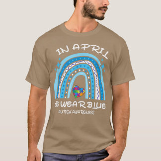 Camiseta Puzzle Rainbow In April We Wear Blue Autism Awaren