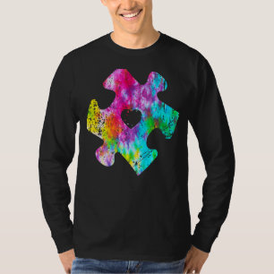 Camiseta Puzzle Tie Dye Autism Sensibilización Hombres Muje