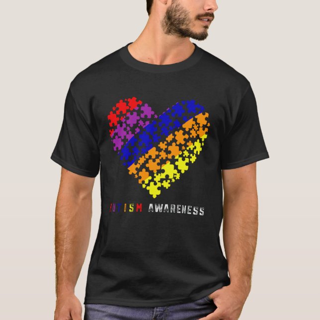 Camiseta Puzzles Heart Love Autism Awareness Mom Dad Boy (Anverso)
