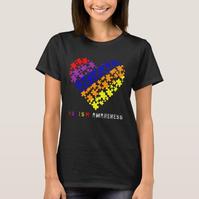 Camiseta Puzzles Heart Love Autism Awareness Mom Dad Boy (Anverso)