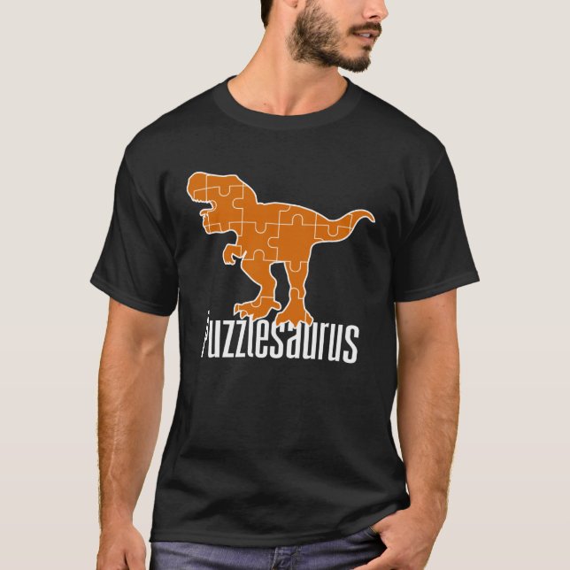 Camiseta Puzzlesaurus Dinosaur Puzzle Piece Game Jigsaw Puz (Anverso)
