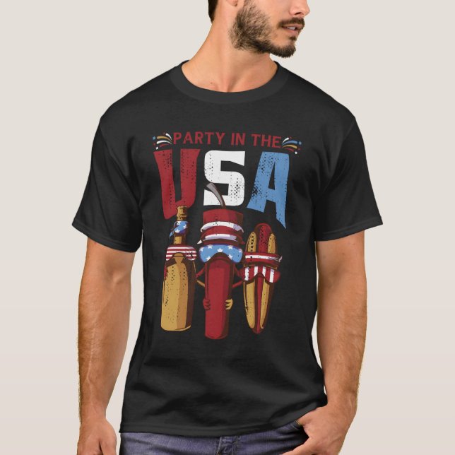Camiseta Py En EE. UU. Hotdog EE. UU. 4 De Julio (Anverso)