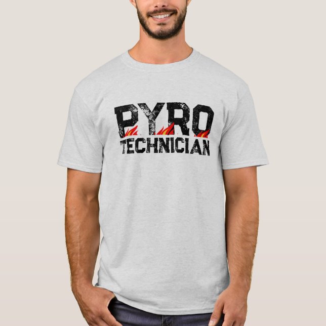Camiseta PyroTechnician t shirt with burning flames (Anverso)