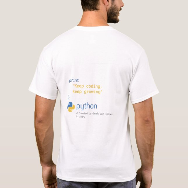 Camiseta Python y su creador con el año de la creación (Reverso)