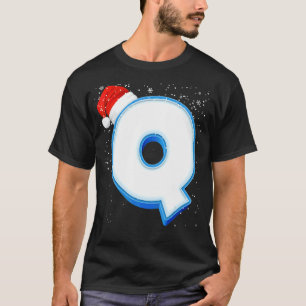 Camiseta Q Navidades mayúscula Snowy letra alfabética monog
