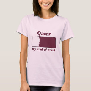 Camiseta Qatar Bandera + Mapa + Texto
