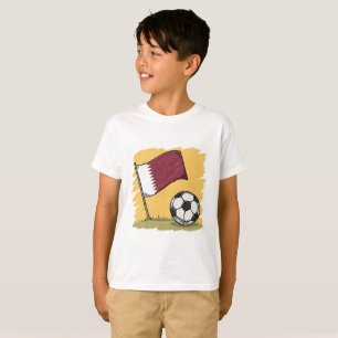Camiseta Qatar flag and crayon-style soccer ball