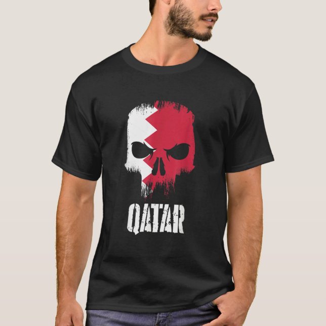 Camiseta Qatar Flag Skull Qatari Pride Patriotic (Anverso)
