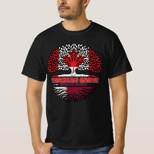 Camiseta Qatar Qatar Canadá Canadá Árbol tiene bandera (Anverso)
