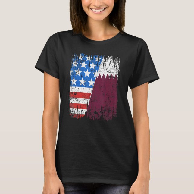 Camiseta Qatari American Flag Qatar Usa (Anverso)