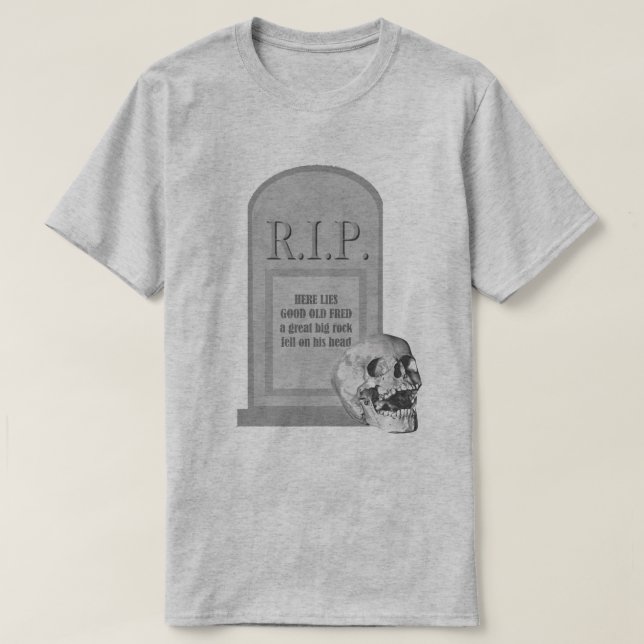 Camiseta QEPD Halloween Here Miente Fred Tombstone T2 (Diseño del anverso)