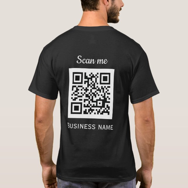 Camiseta QR Code Business Logo Profesional Negro Moderno (Reverso)