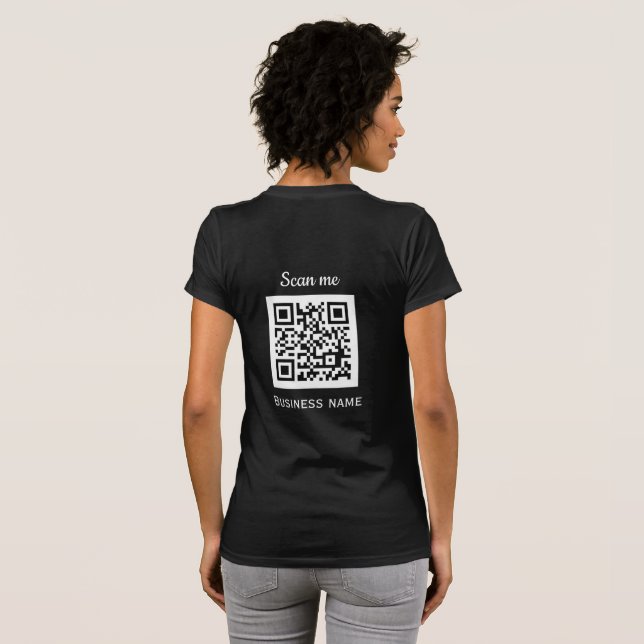 Camiseta QR Code Business Logo Profesional Negro Moderno (Reverso completo)