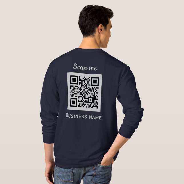 Camiseta QR Code Business Logo Professional Navy Azul (Reverso completo)
