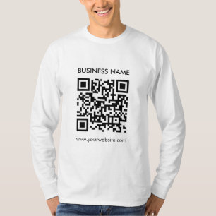 Camiseta QR Code Mens Moderno Elegant White Long Sleeve