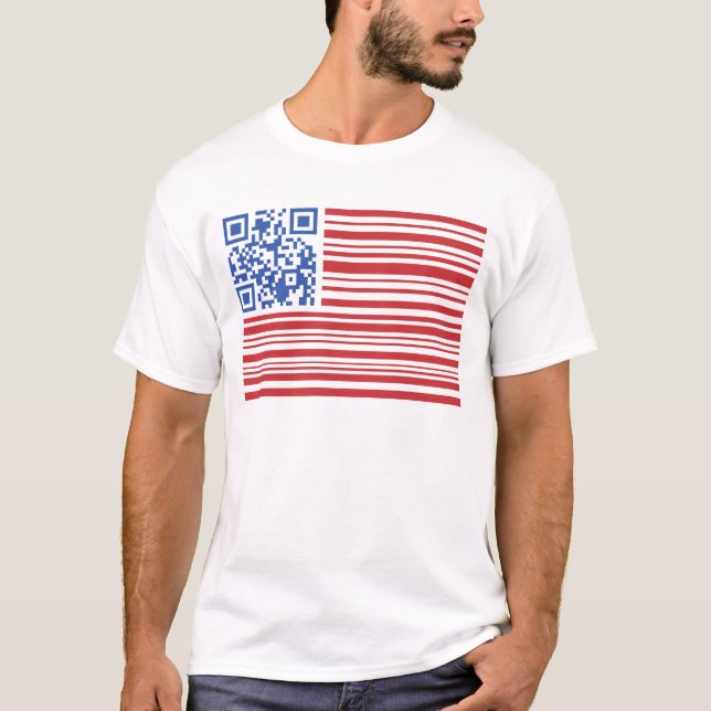Camiseta QSA- USA FLAG -QR CODE  by QRAZY Q (Anverso)