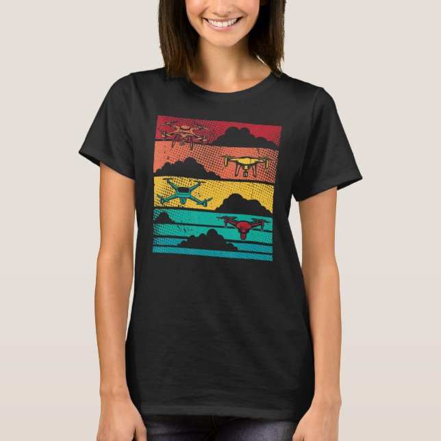 Camiseta Quadcopter estilo retro de drones (Anverso)