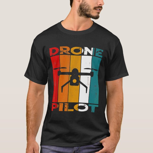Camiseta Quadcopter retro del piloto de drones de época (Anverso)